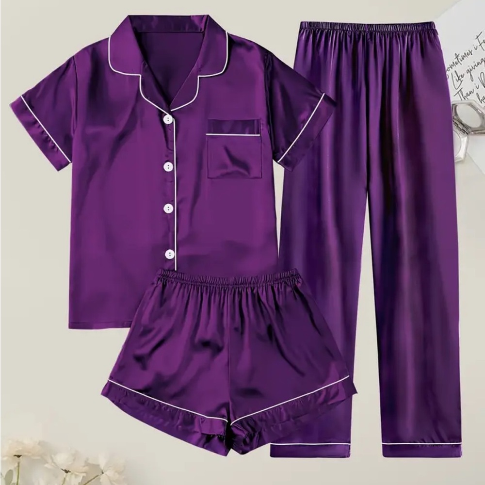 GUC- Purple Satin Women's Pajama Set 3 pie set MAKE AN offer
